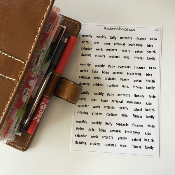 Divider Labels - For Travelers Notebook And Ring Bound Planners - Pocket Personal A6 B6 Sizes - S067
