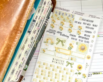 Sunflower Rainbow - NEW FORMAT - Hobonichi Weeks 1 Page Sticker Kit - Hobonichi Weeks