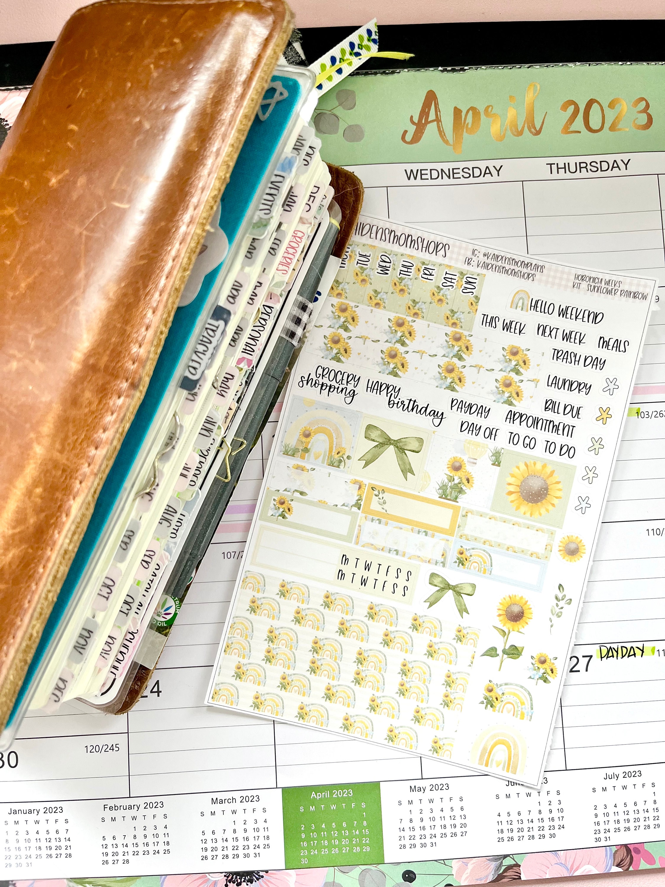 Sunflower Rainbow - NEW FORMAT - Hobonichi Weeks 1 Page Sticker Kit ...