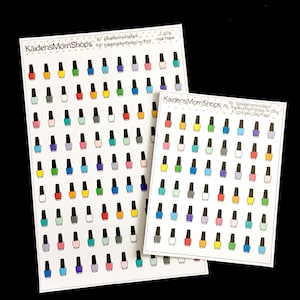 Rainbow Nail Polish Bottles Sticker Sheet - Full or Mini - For Erin Condren Travelers Notebook Ring Bound Planners  F.009
