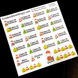 Countdown to Christmas Stickers - For Erin Condren - Travelers Notebook - Ring Bound Planners
