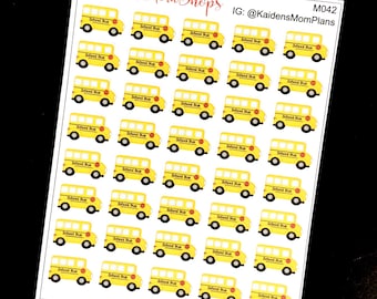 Schoolbus Sticker vellen - voor ECLP Travelers Notebook en Ring afhankelijke Planners - Mini of volledige pagina - M042