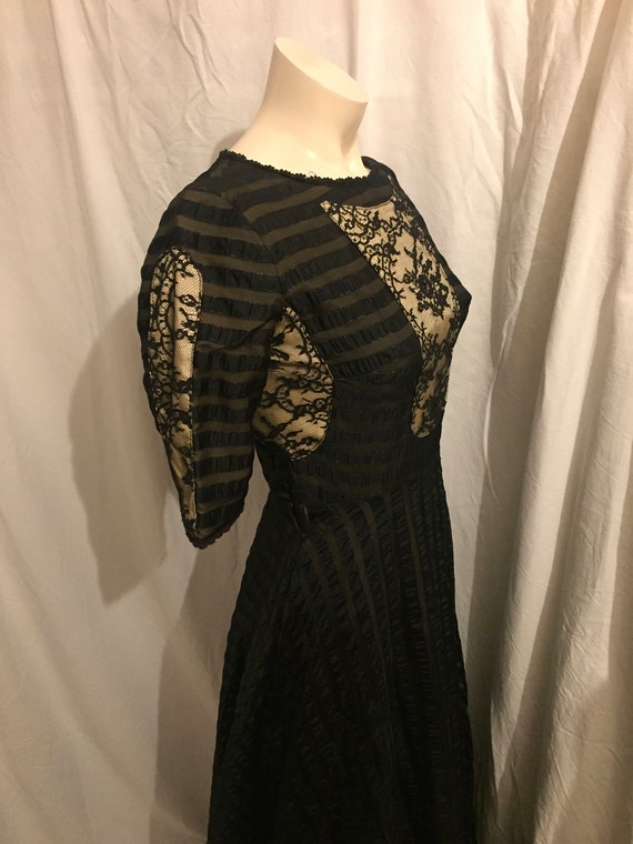 Vintage 1970s Jean Varon black lace evening gown … - image 4