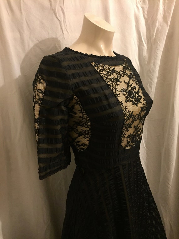 Vintage 1970s Jean Varon black lace evening gown … - image 3