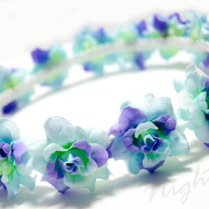 Turquoise Swirl Rose Light Up Flower Crown Headband (White LED) | Music Festival| EDC| Coachella