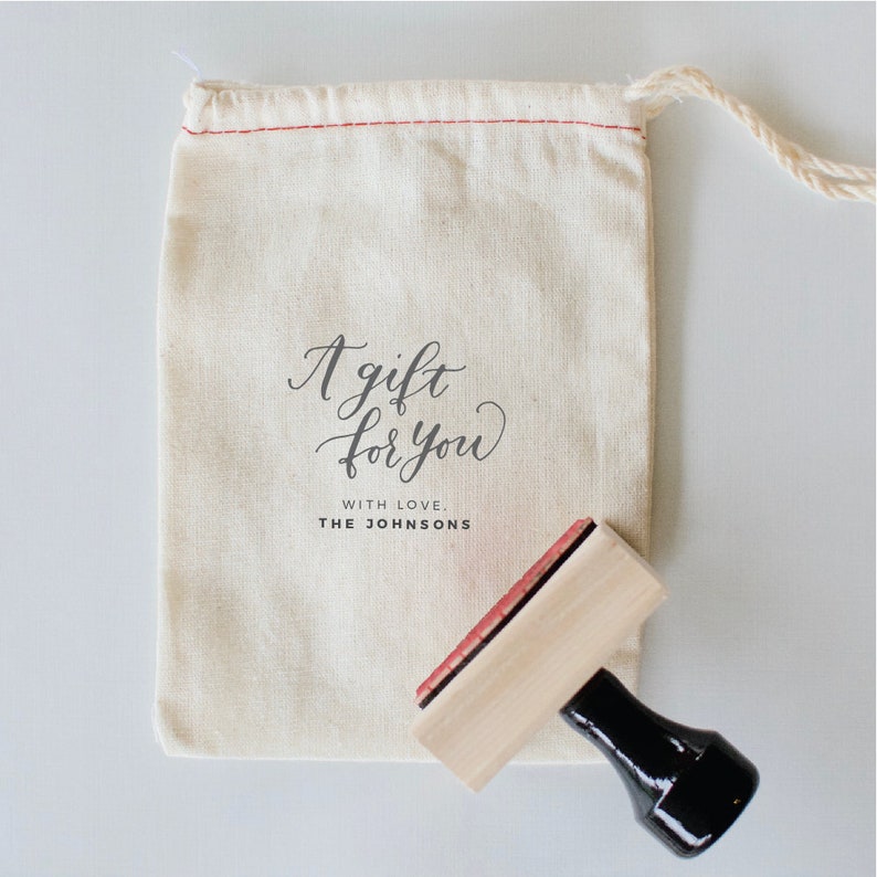 with love, CUSTOMIZED Hand Lettered Rubber Stamp A gift for you..