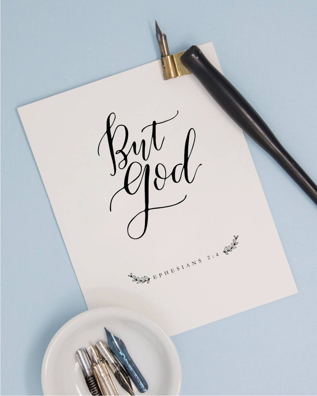 Hand-lettered Calligraphy Note Cards- but God - Etsy