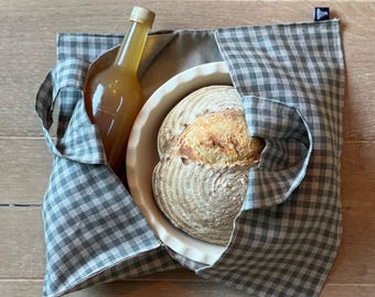 Handmade Linen Pie Tote Bag – Eco-Friendly Pie, Quiche & Casserole Carrier