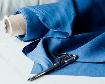 Indigo Blue Linen Fabric: 100% Pure European Linen, 150cm Wide