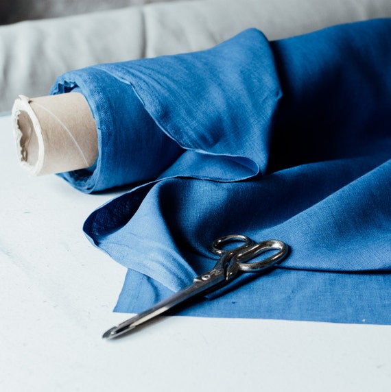 Indigo Blue Linen Fabric: 100% Pure European Linen, 150cm Wide
