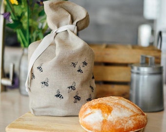 Bee Bread Bag Pure Natural Linen Hand Printed