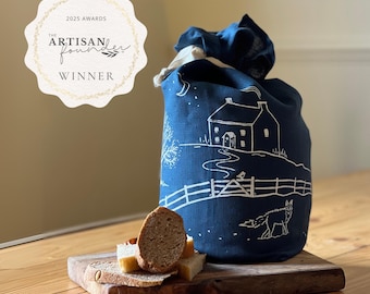 Winter Fox Linen Bread Bag