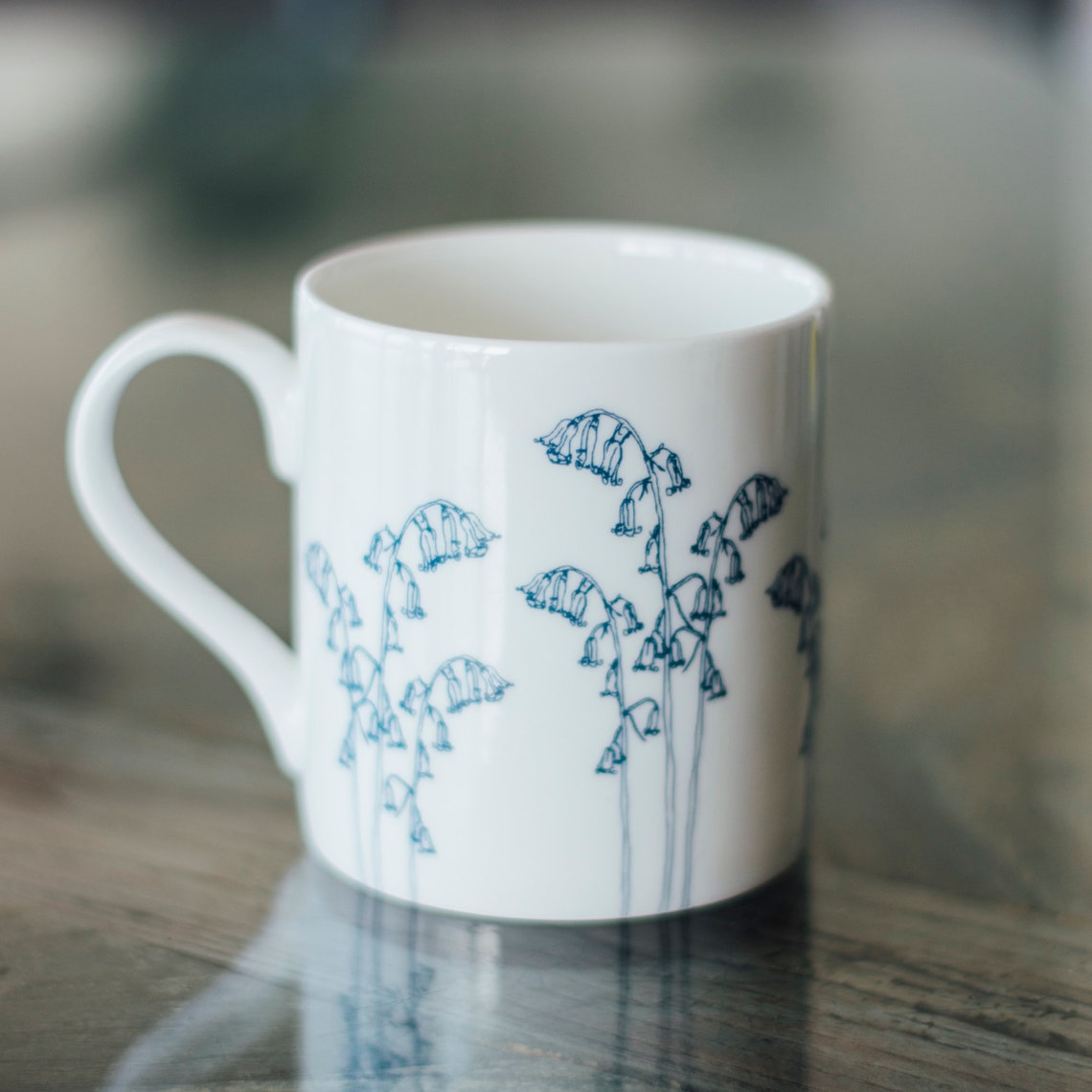 Bluebell Mug Fine Bone China White Mug With Flowers Coffee Etsy UK