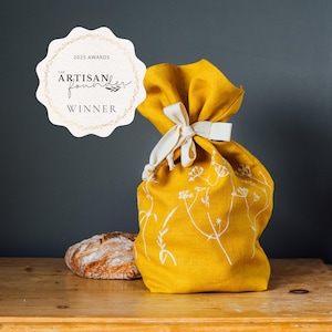 Hand-Printed Linen Bread Bag: The Hedgerow Collection