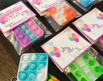 Unicorn Birthday Favor Pop-It Keychains *Assembled & Personalized