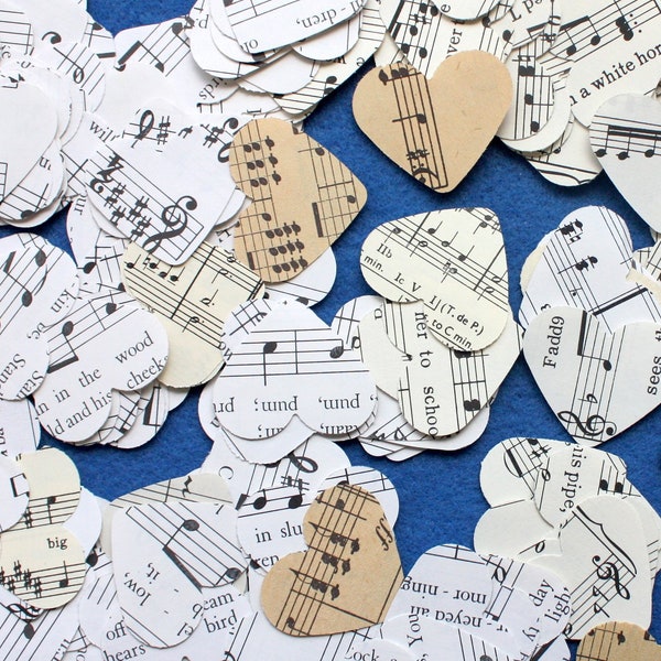 Muziekharten, Set van 500 muziekverstrooiingen, Muziekthema, bruiloftsdecor, Muziek Die Cuts, Muziekconfettiharten