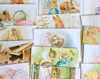 Beatrix Potter  Envelopes, Upcycled Envelopes, Beatrix Potter Stationary, Beatrix Potter Theme, Baby Shower, Baby Gift Tag, Peter Rabbit