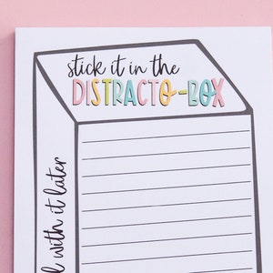 Distractions Notepad | Focused Planning Deskpad | To Do Later List | Planning List | Notepad | Note pad  | Deskpad | Handmade notepad