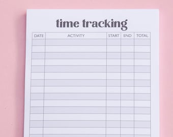 Time Tracking Notepad | Timesheet Tracker Planning Deskpad | Time Management Notepad | Note pad  | Deskpad | Handmade notepad