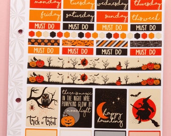 Hobonichi Cousin Weekly Sticker Kit in Pumpkin Smashers | Halloween Sticker Kit | A5 Weekly Planner Sticker Kit | Mini Planner Kit