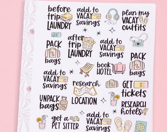 Reistijd sampler plannerstickers | Stickers vakantieplanningstaken | Reisstickers | Functionele vakantiestickers