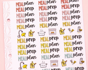 Pegatinas de plan de comidas y planificador de preparación / Pegatinas de guión de planificación de comidas / Pegatinas de guión de preparación de comidas / pegatinas de planificador de comidas funcionales