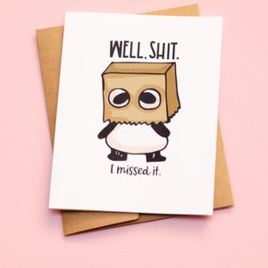 J'ai raté votre carte d'anniversaire | Carte d'anniversaire tardive | Je suis désolé carte | Carte de voeux mignonne | Carte A2 | Carte de soutien imprimée | Carte d'amitié