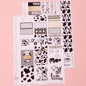 Simple Weekly Kit in Moo Cow | Cow Weekly Planner Sticker Kit | Funny Animal Sticker Set | A la Carte Mini Kits | Spring