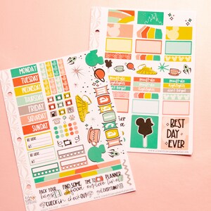 Magical Park Day in Vintage Weekly Travel Planner Kit | Planner Sticker Kit | Two-Page Set | A la Carte Mini Kits | Weekly Planner Kit