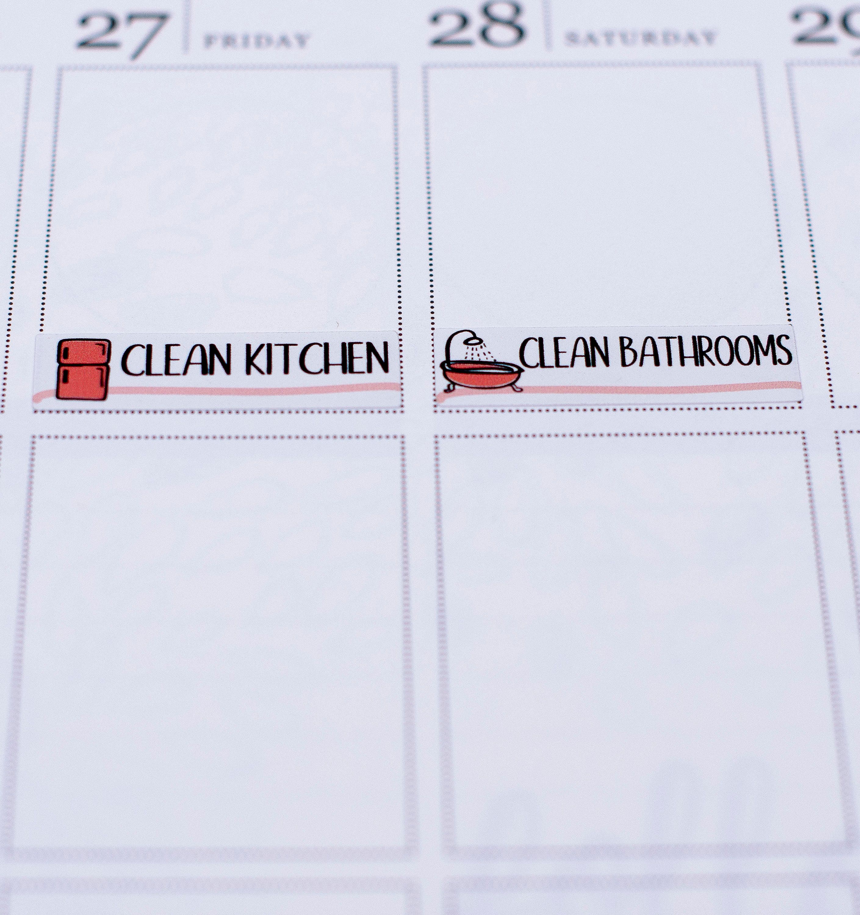 Cleaning Stickers by the Room Kitchens and Bathrooms Kitchen Etsy