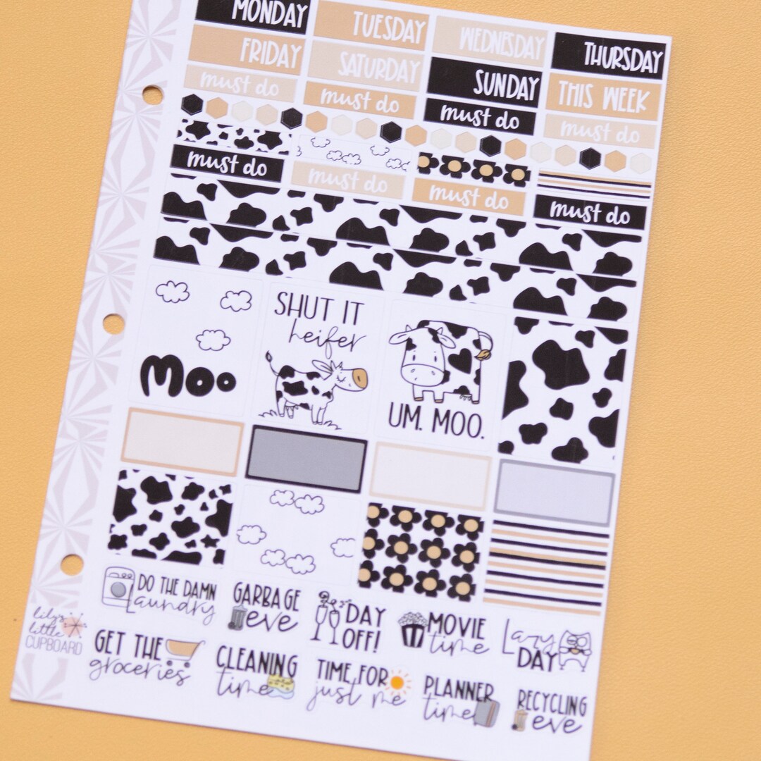 Hobonichi Cousin Weekly Sticker Kit in Moo Cow | A5 Weekly Planner ...