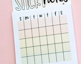 Habit Tracker Sticky Notes | 3"x3" Calendar Notepad