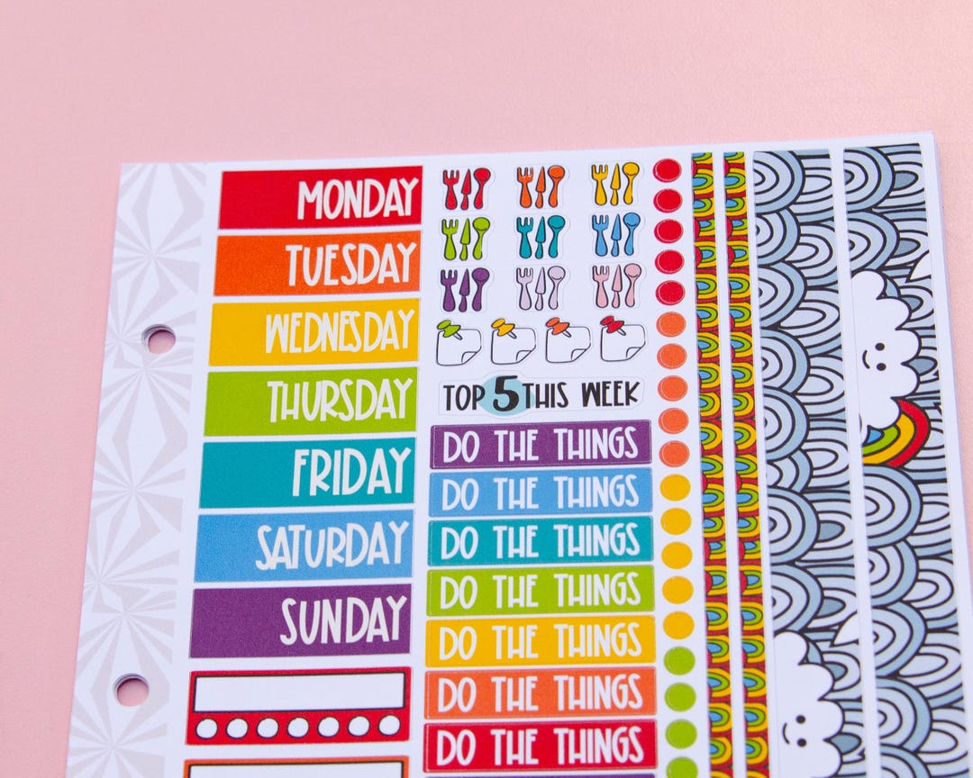 Rainbow Planner Sticker Kit | Weekly Layout Stickers - Etsy