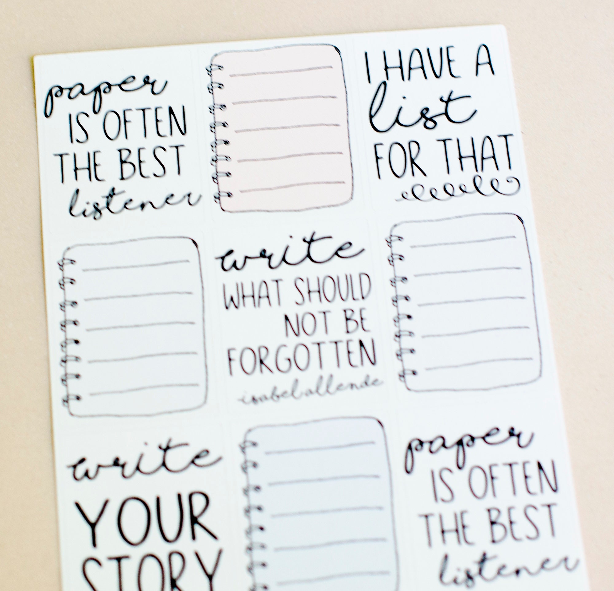 Writing Full Box Stickers Writing Quotes Stickers Notebook Etsy