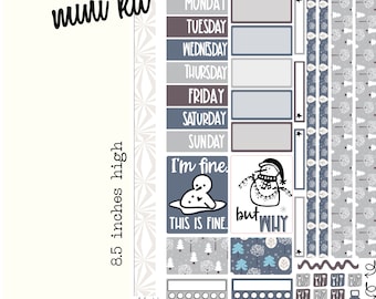 Mini Weekly Kit in Grumpy Snowmen | Weekly Planner Sticker Kit | One-Page Mini Kit | A la Carte Mini Kits | Weekly Planner Kit