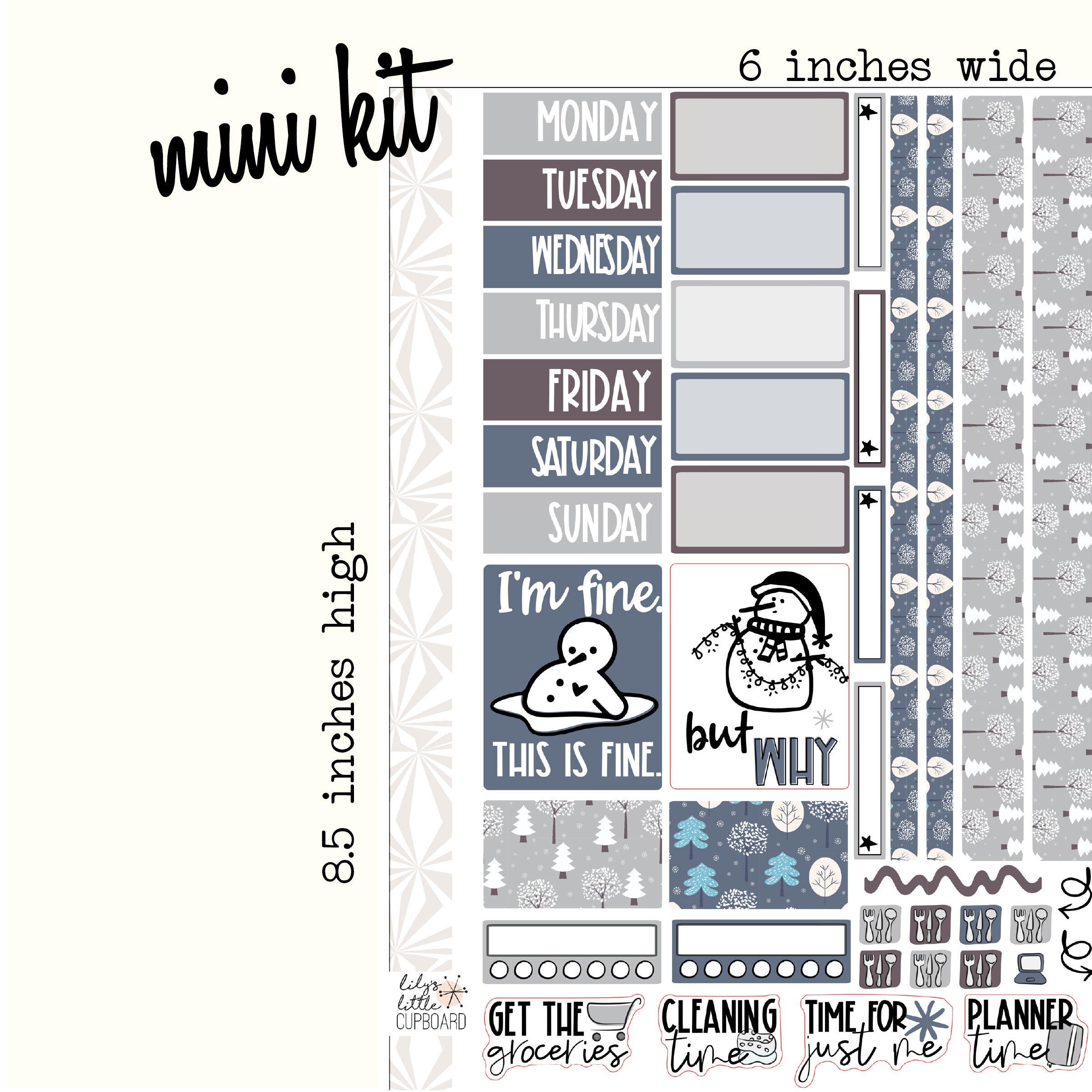 Grumpy Weekly Mini Weekly Kit in Grumpy Snowmen | Weekly Planner Sticker Kit | One ...