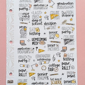 Senior Year Back to School Planner Stickers | School Planning Script Stickers | High School Sampler Sticker | Functional School Stickers