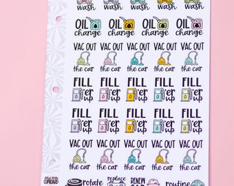 Auto Pflege Erinnerungen Sampler Planner Stickers | Auto-Wartungsaufgaben-Aufkleber | Erwachsene Aufkleber | Funktions-Deco-Sticker