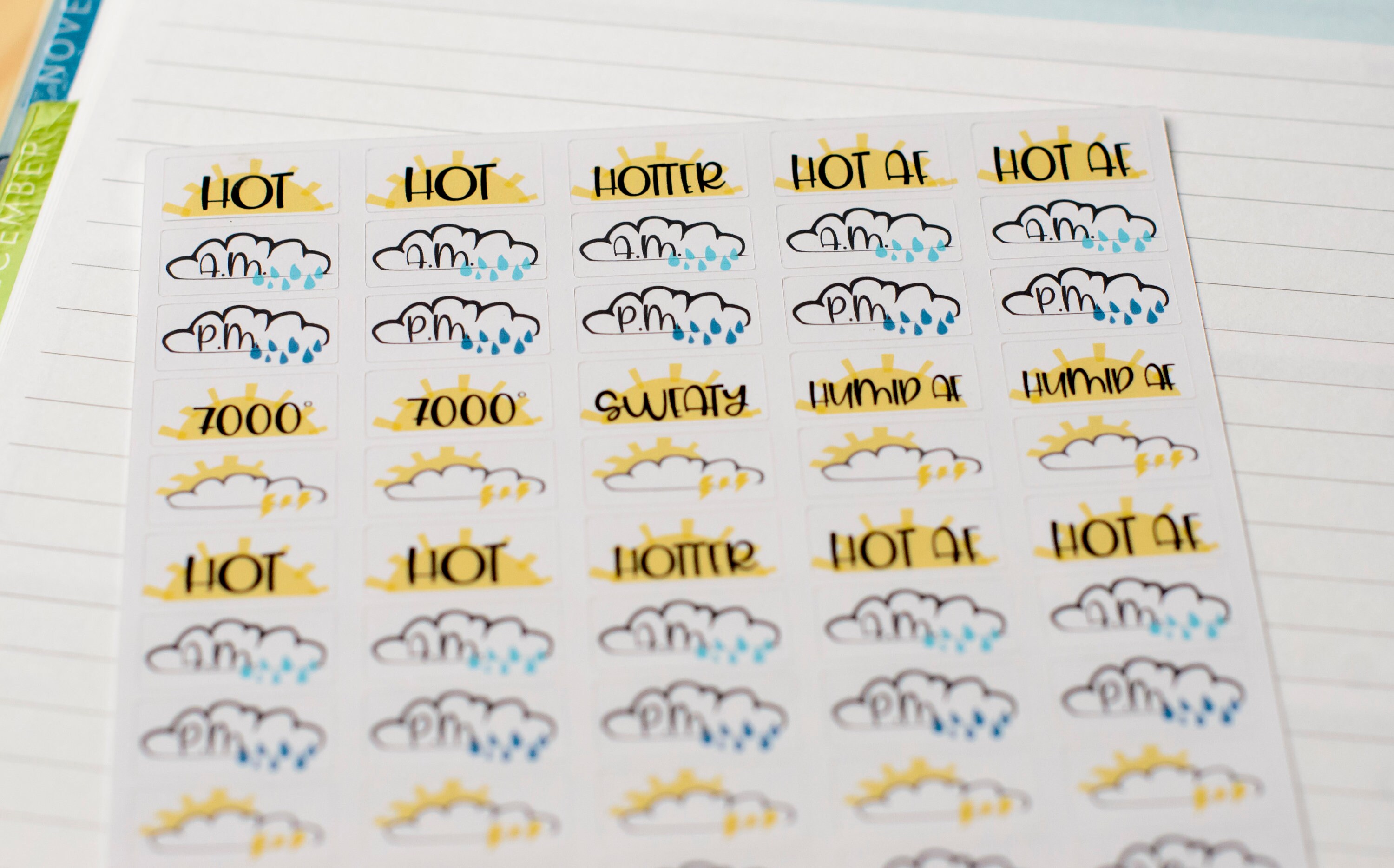Hot and Rainy Weather Stickers | Summer Planner Stickers | Hot Weather ...