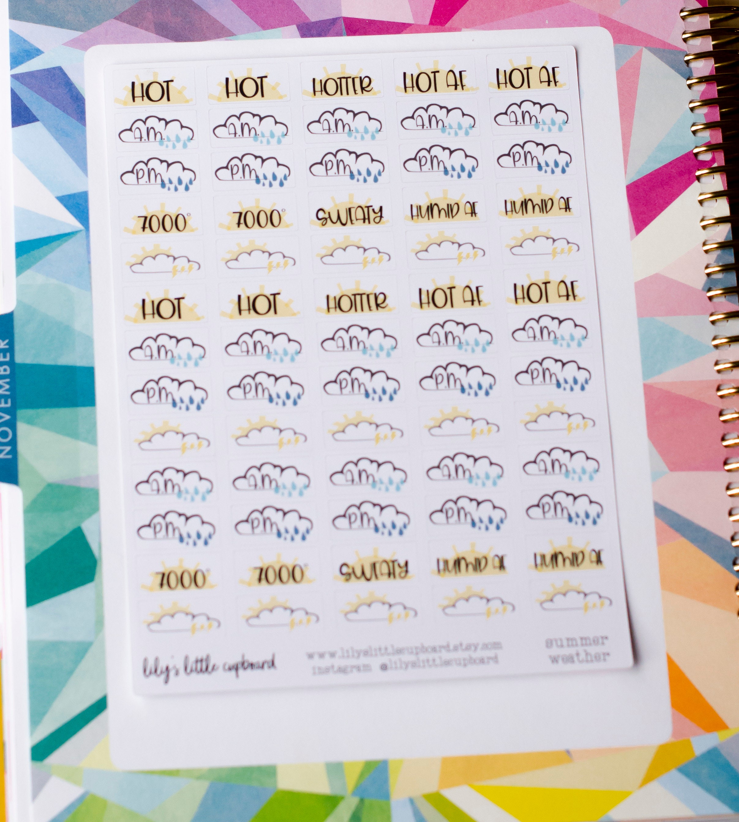 Hot and Rainy Weather Stickers | Summer Planner Stickers | Hot Weather ...