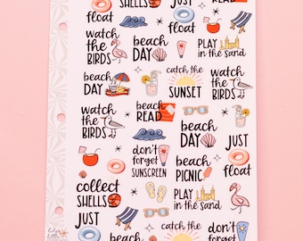 To-do-lijstje voor strand | Stranddag sampler plannerstickers | Stickers vakantieplanningstaken | Reisstickers | Functionele vakantiestickers