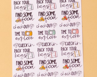 Stickers vakantie takenlijst planner | Stickers roadtripplanner | Stickers met reisscripts | Functionele vakantiestickers (L0G)