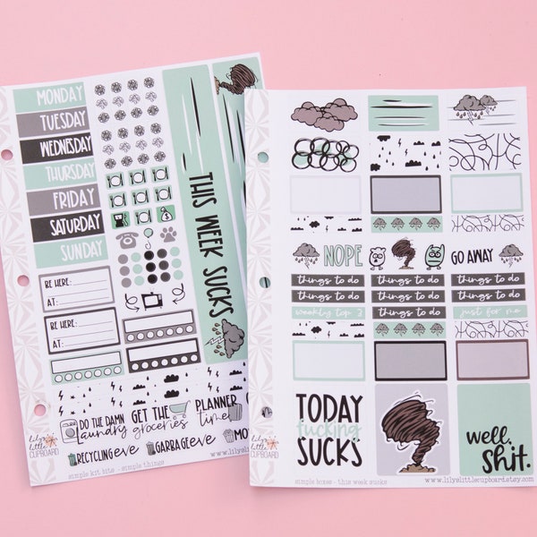 Simple Weekly Kit in This Week Sucks | Weekly Planner Sticker Kit | Two-Page Set | A la Carte Mini Kits | Weekly Planner Kit
