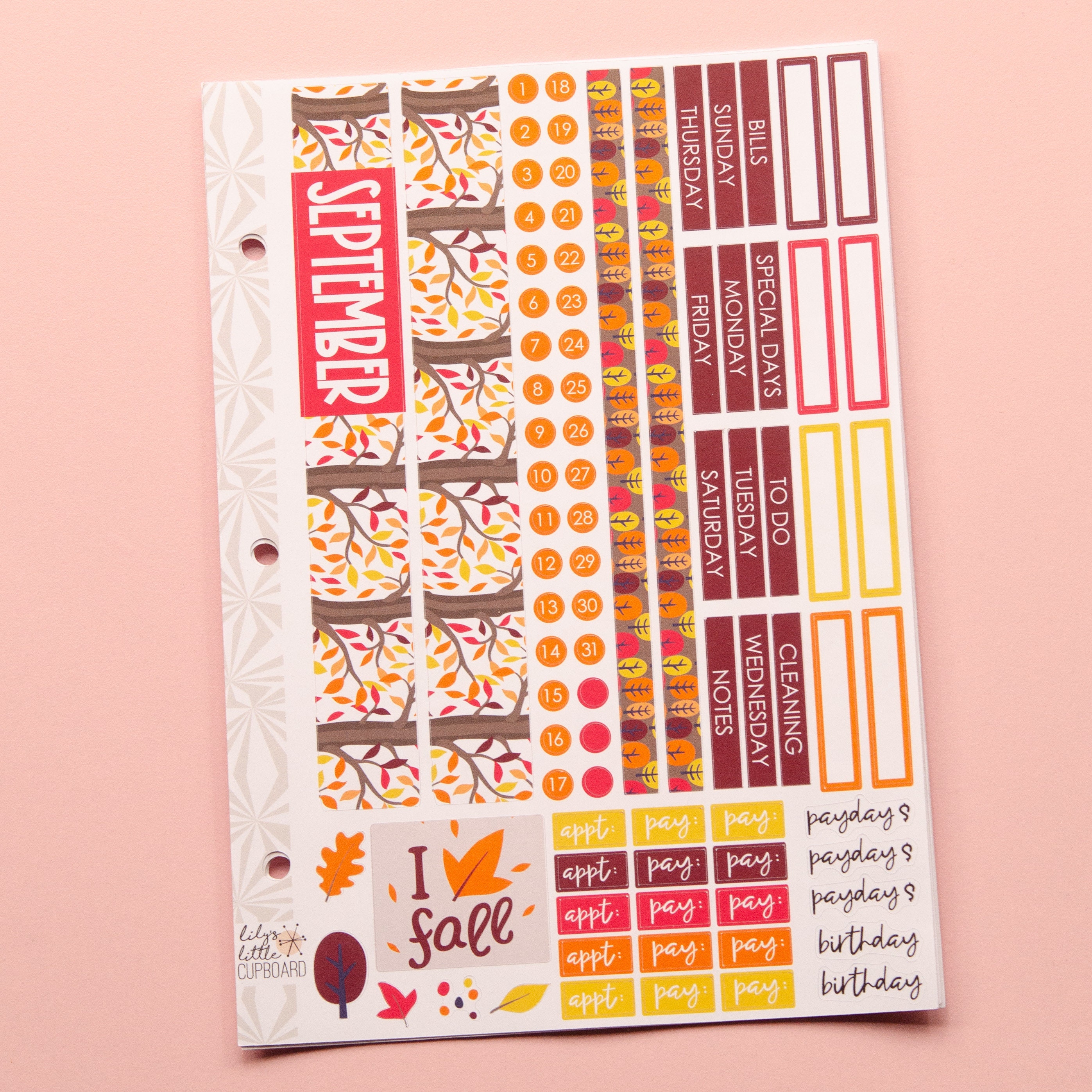 Simple Monthly Kit in Falling Colors | Choose Your Month Sticker Kit | Monthly Spread Planner Kits | Monthly Planner Sticker Kits