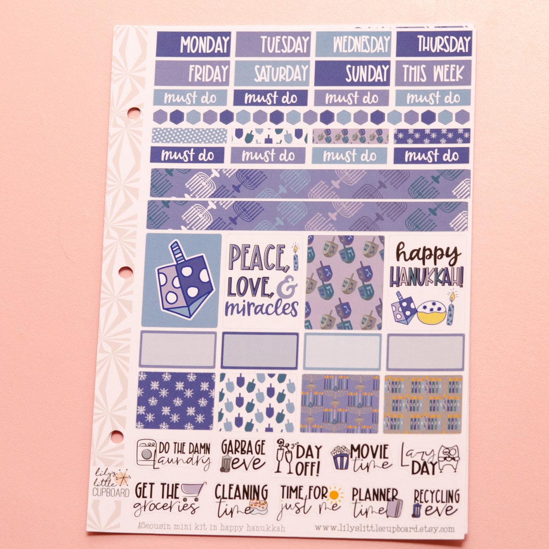 Hobonichi Cousin Weekly Sticker Kit in Happy Hanukkah Hanukkah Planner ...