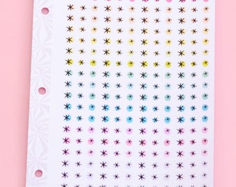 Pegatinas funcionales para planificadores con círculos de estrellas
