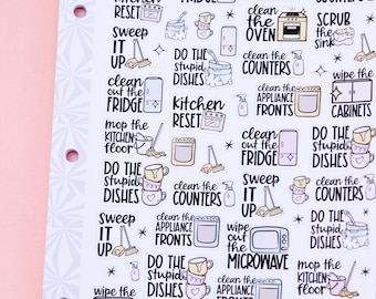 Task Script Sticker Errands Sampler Planner Stickers | Chores and Housework Task Script ...
