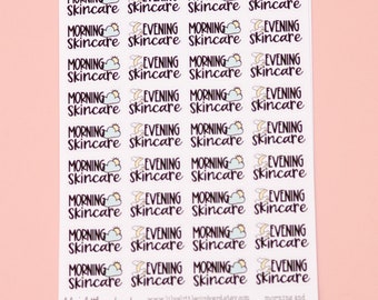 Skincare Planner Stickers | Morning Skincare Stickers | Evening Skincare Stickers | Skin Care Routine Planner