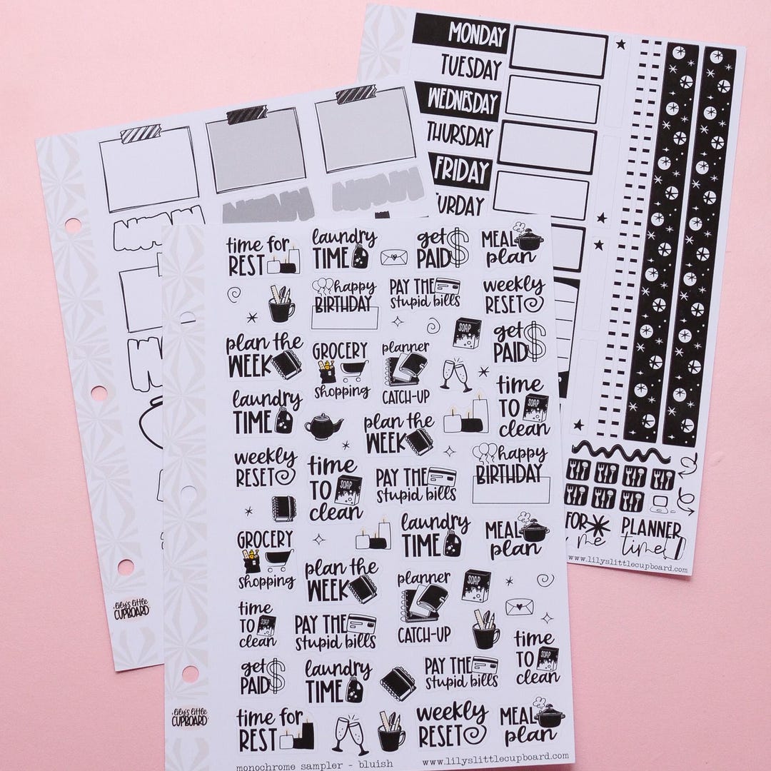 Monochrome Collection Black and White | Functional Planner Stickers ...