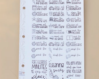 Spring Cleaning Planner Stickers | Deep Cleaning Neutral Planner Stickers | Cleaning Script Stickers | Typography Stickers (A087)